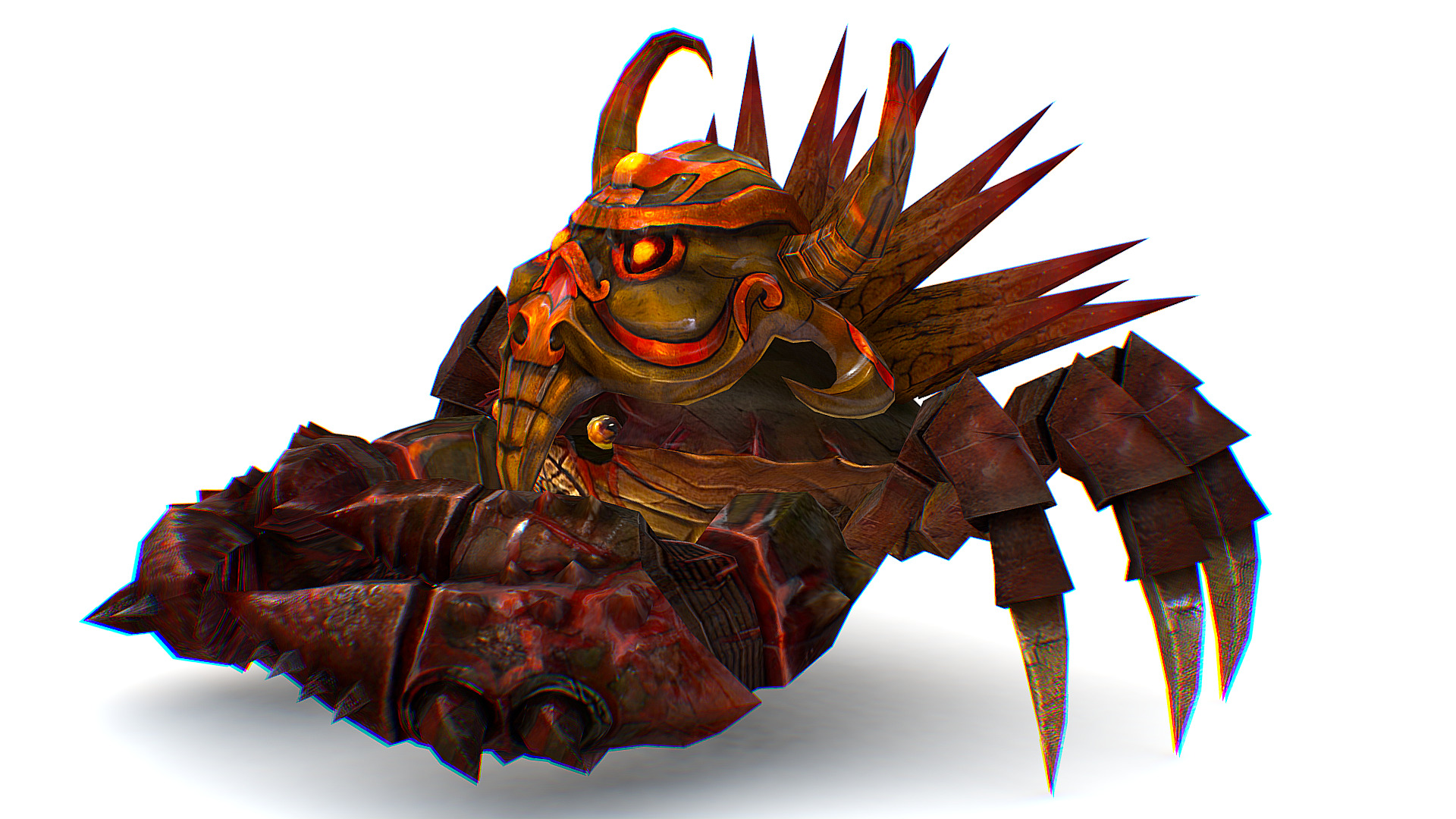 Red Giant Crab Shell Crayfish Arthropods Sea Animal Low-poly 3D model_5