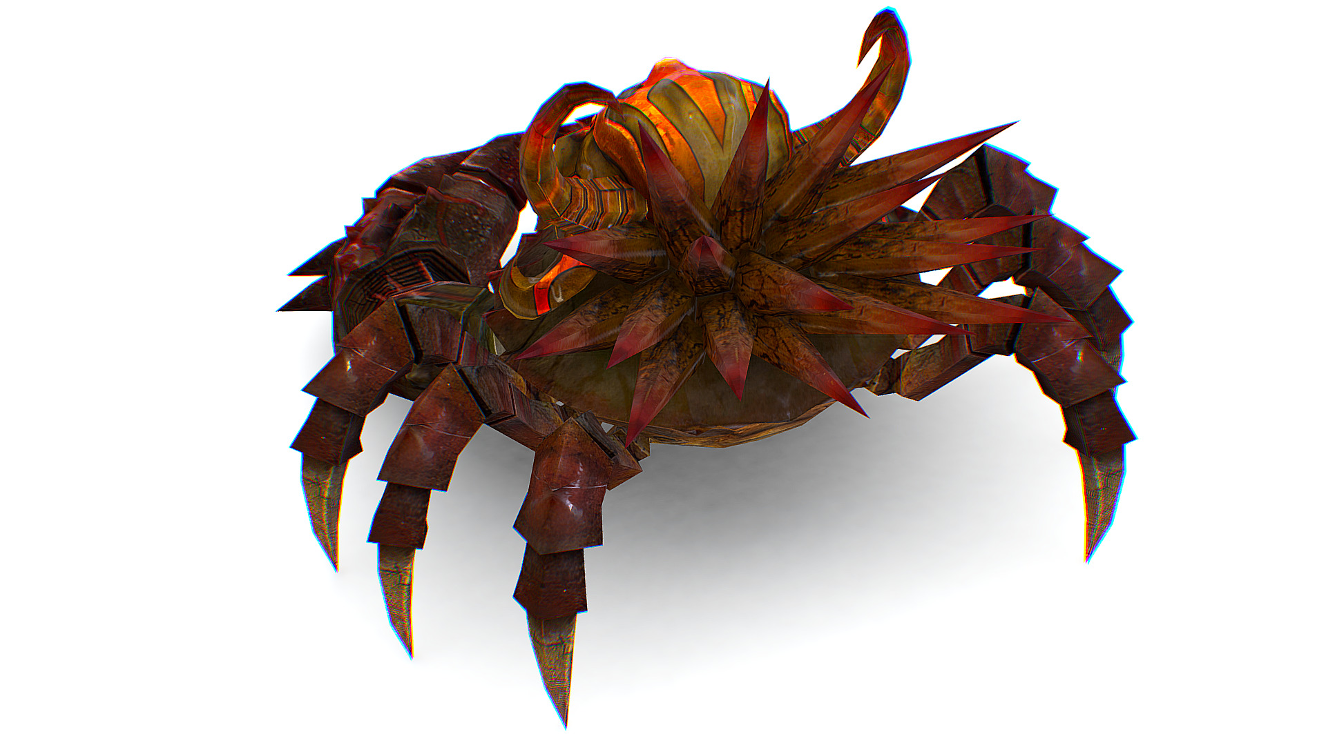 Red Giant Crab Shell Crayfish Arthropods Sea Animal Low-poly 3D model_9