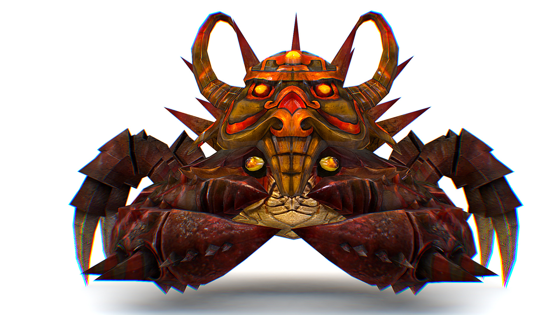 Red Giant Crab Shell Crayfish Arthropods Sea Animal Low-poly 3D model_6