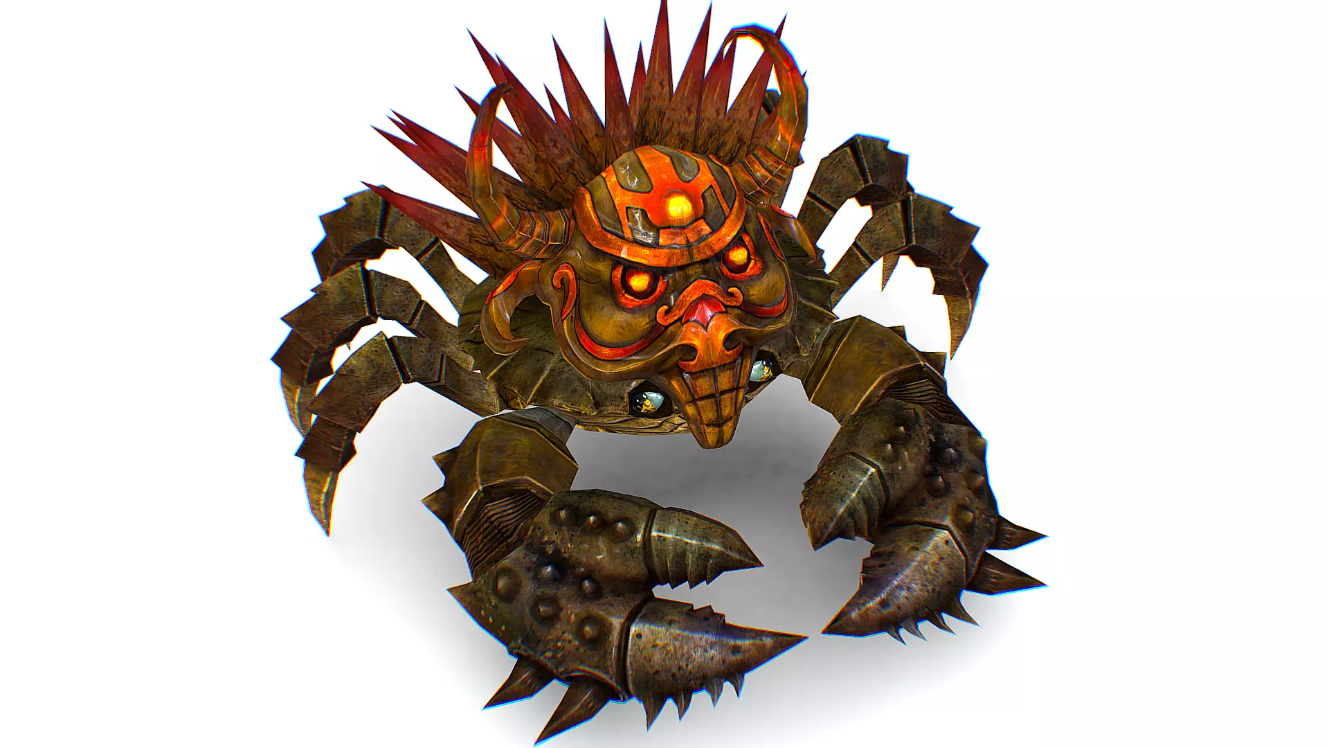 Brown Giant Crab Shell Crayfish Arthropods Sea Animal Low-poly 3D model_0