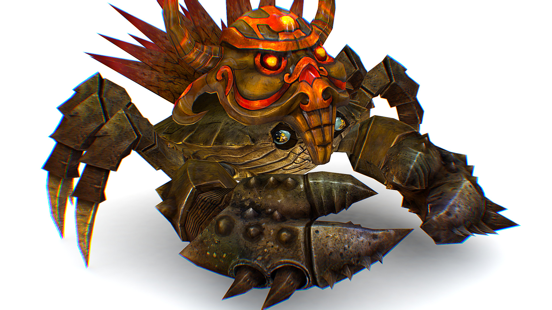 Brown Giant Crab Shell Crayfish Arthropods Sea Animal Low-poly 3D model_13