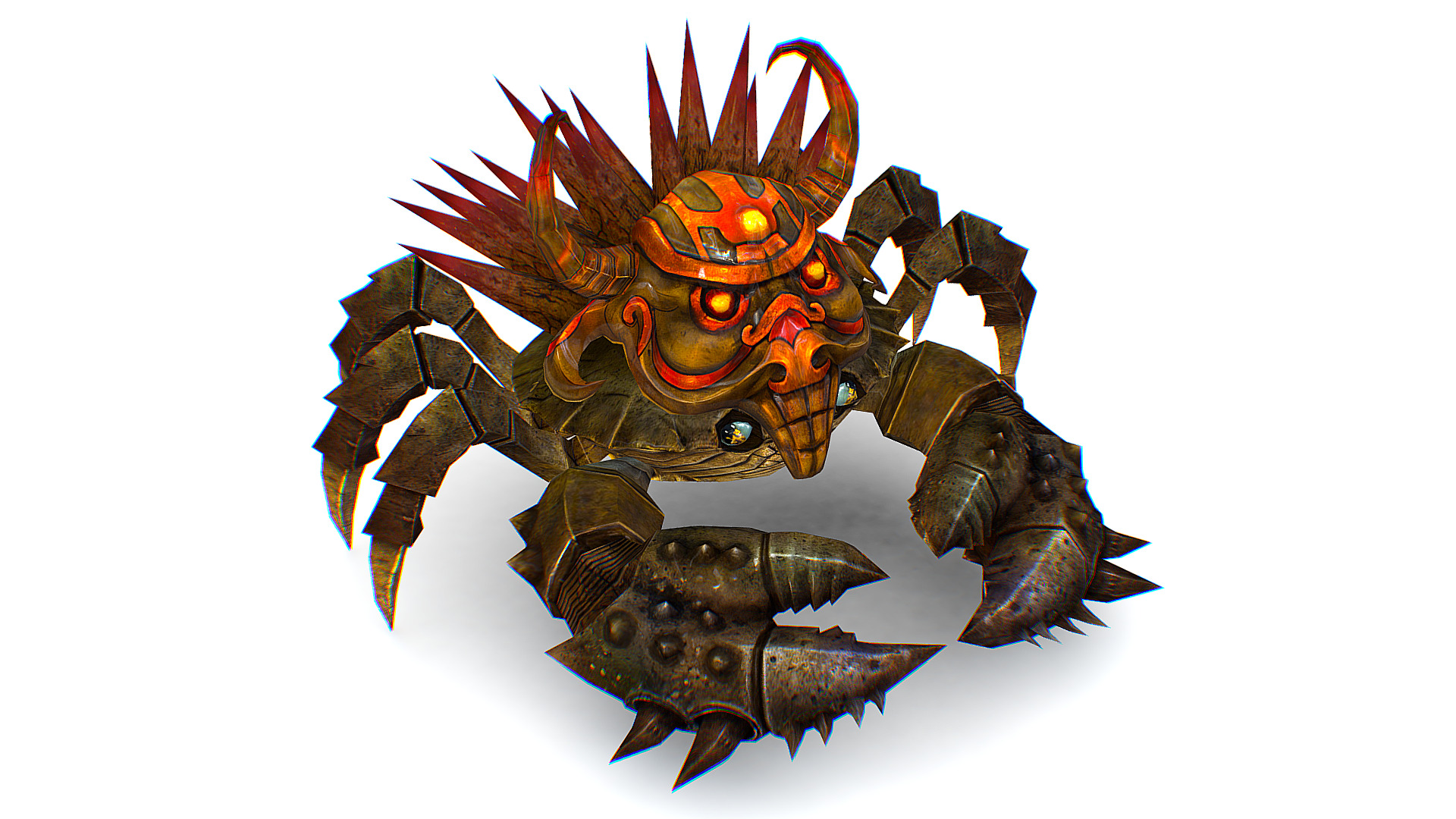 Brown Giant Crab Shell Crayfish Arthropods Sea Animal Low-poly 3D model_2