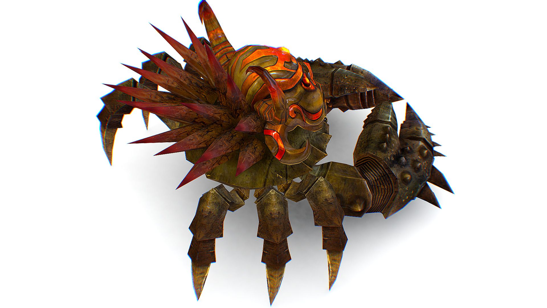 Brown Giant Crab Shell Crayfish Arthropods Sea Animal Low-poly 3D model_7