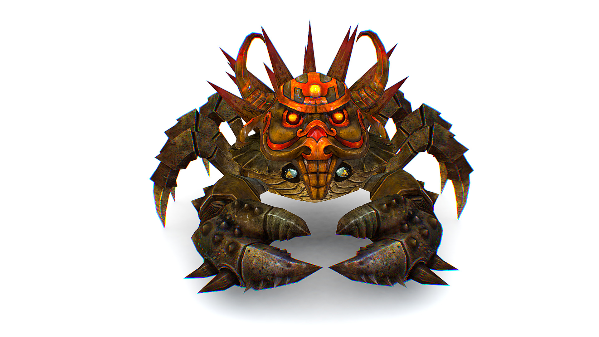 Brown Giant Crab Shell Crayfish Arthropods Sea Animal Low-poly 3D model_3