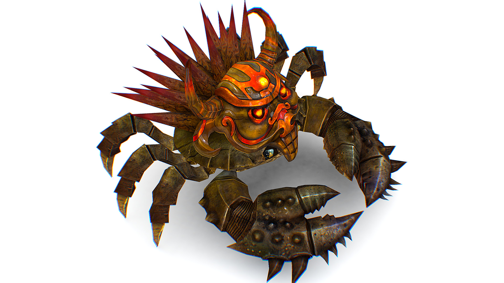 Brown Giant Crab Shell Crayfish Arthropods Sea Animal Low-poly 3D model_1