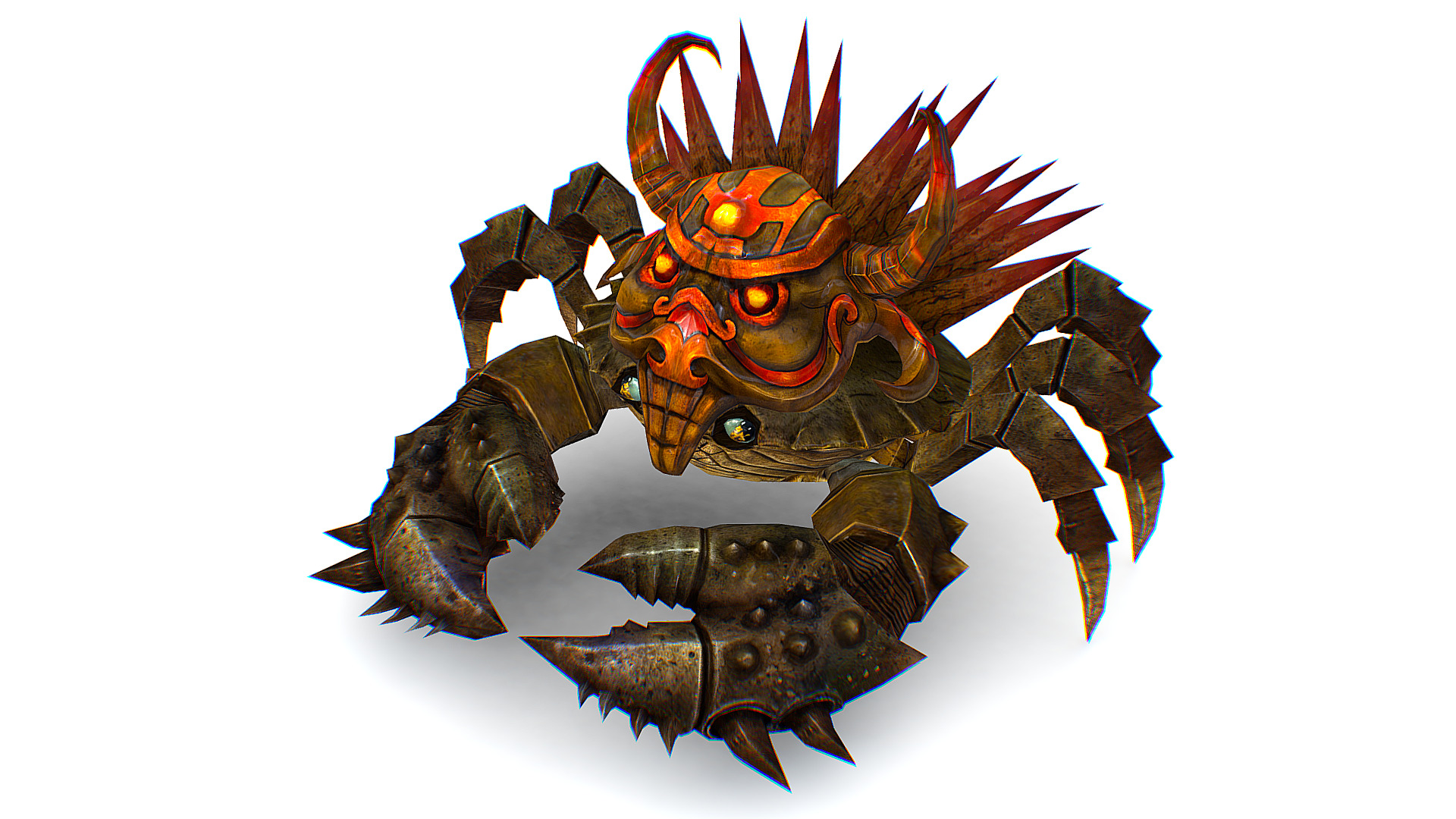 Brown Giant Crab Shell Crayfish Arthropods Sea Animal Low-poly 3D model_4