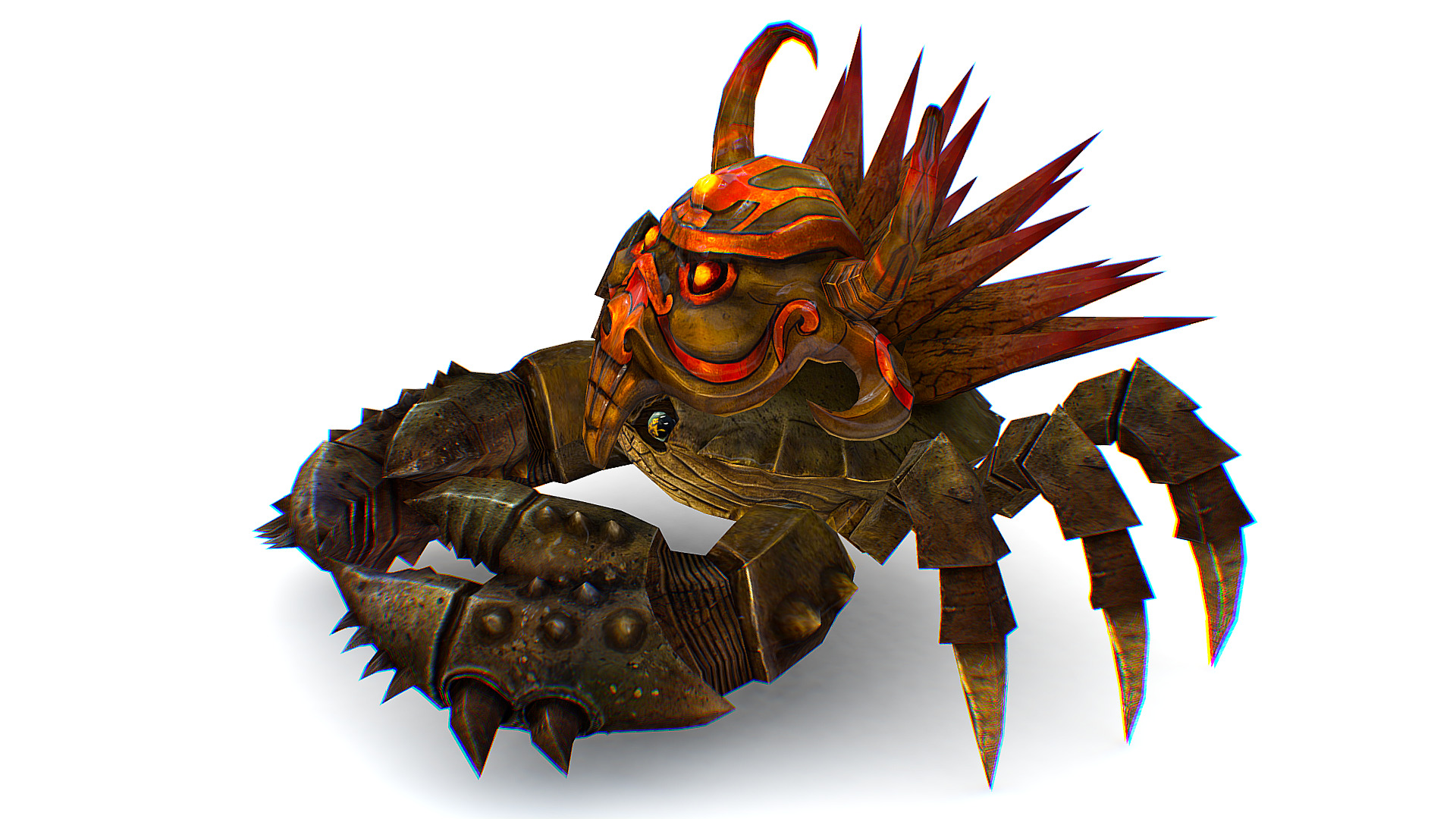 Brown Giant Crab Shell Crayfish Arthropods Sea Animal Low-poly 3D model_5