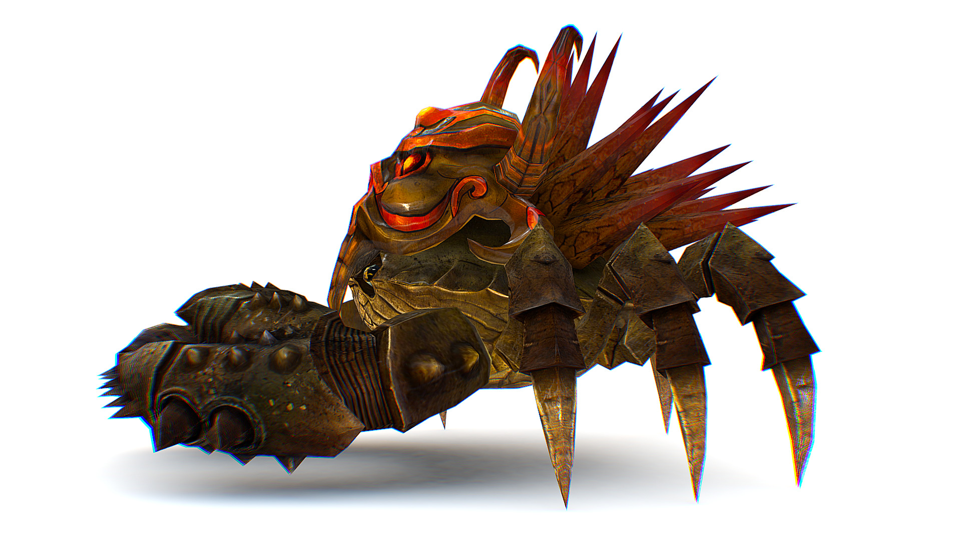 Brown Giant Crab Shell Crayfish Arthropods Sea Animal Low-poly 3D model_6