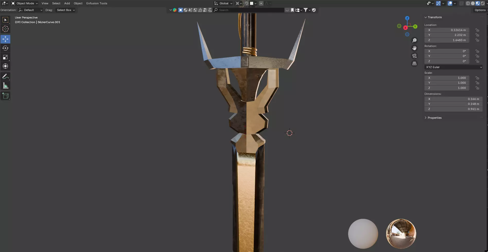 Bronze Long Sword Low-poly 3D model_2
