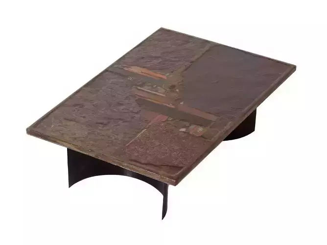 Brutalist Stone and Metal Coffee Table