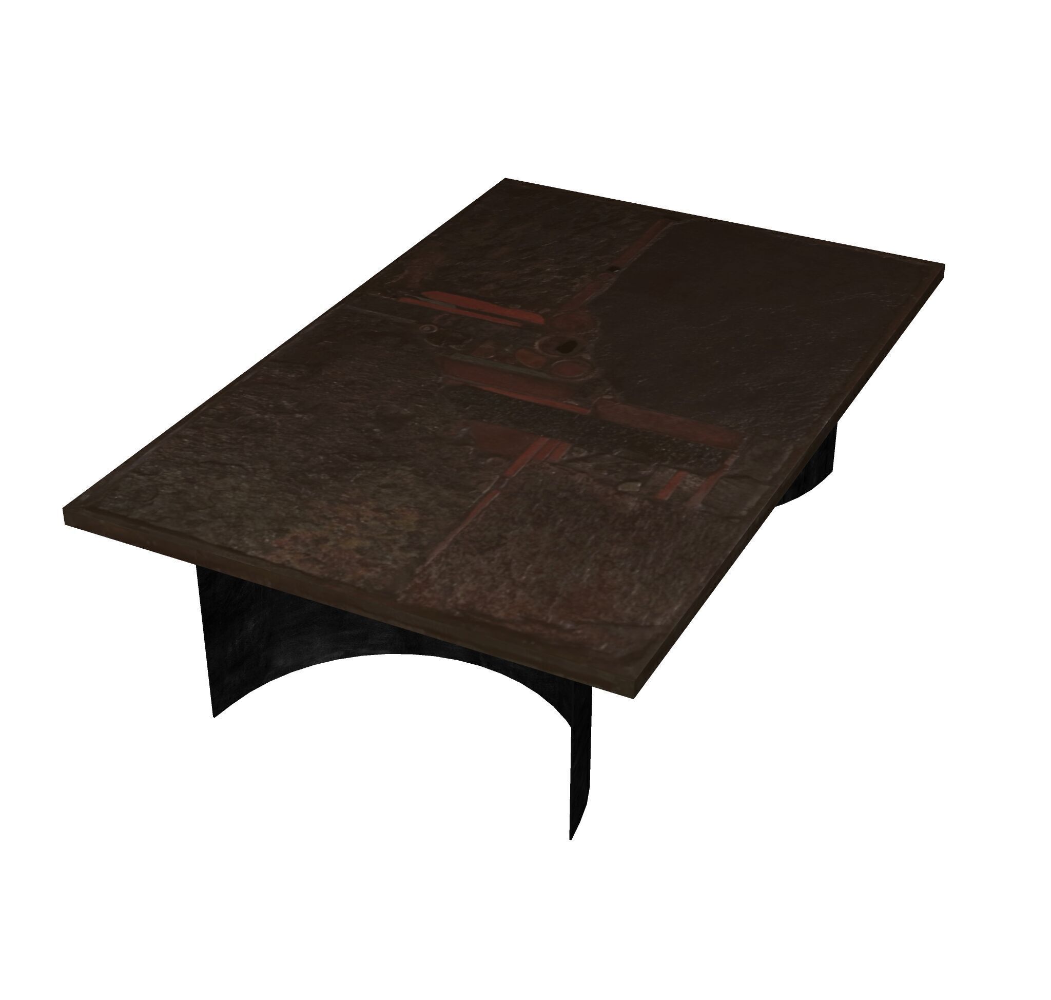 Brutalist Stone and Metal Coffee Table 3D model_1