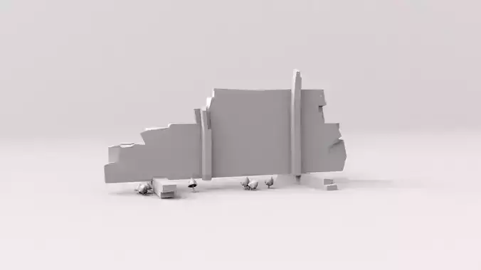 Wood fence broken cracked Low-poly 3D model