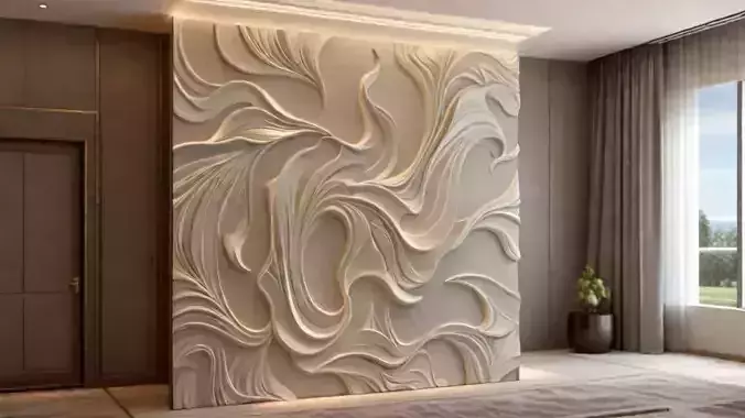 modern panel wall decor set relief mural CNC 156