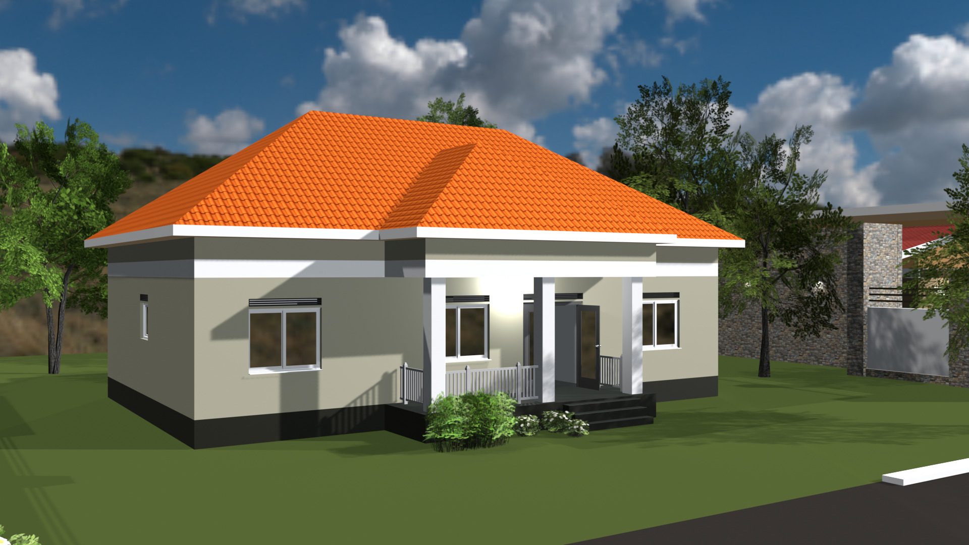 3 Bedroom house model Low-poly 3D model_1