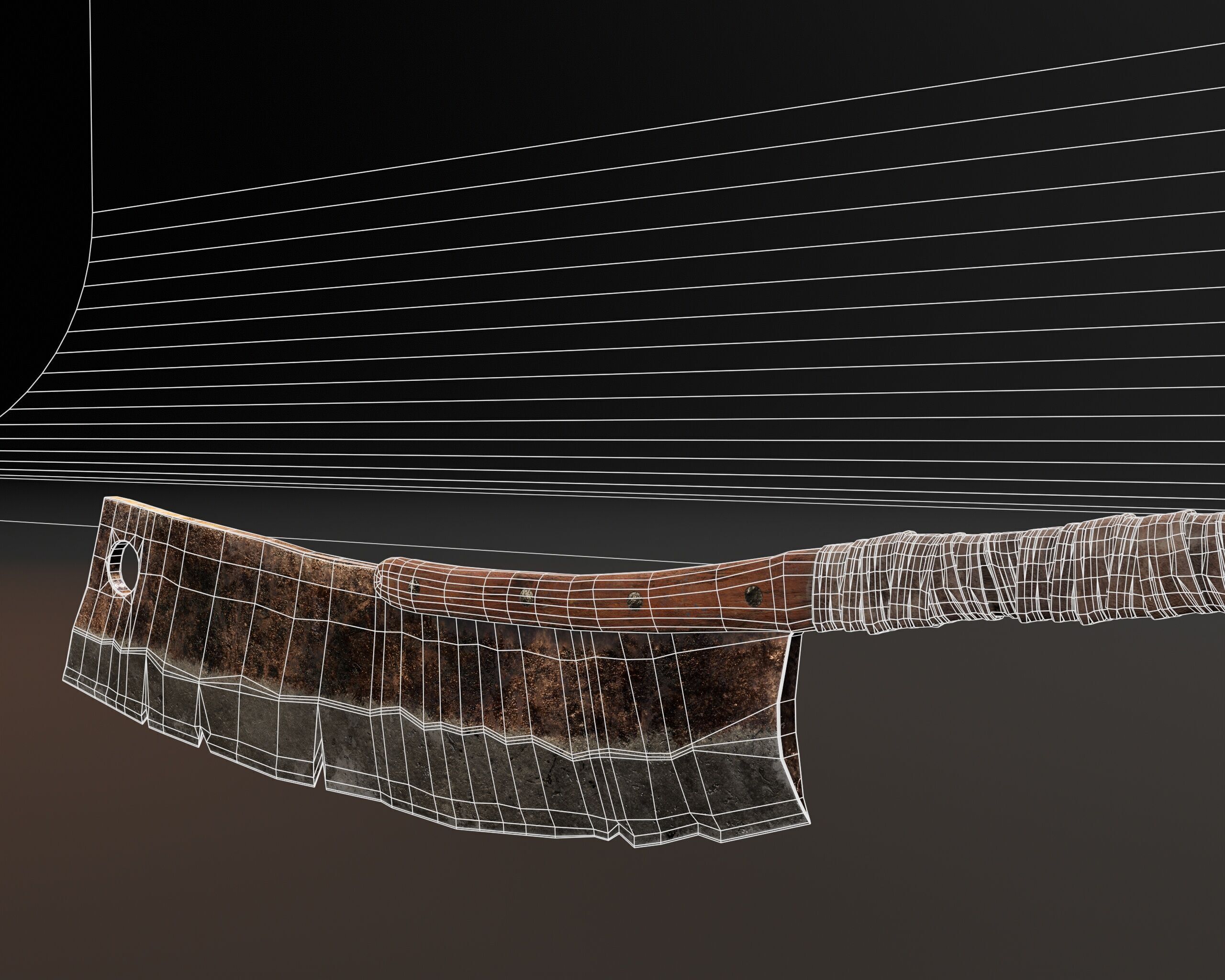 Double-End Cleaver Weapon Low-poly 3D model_14