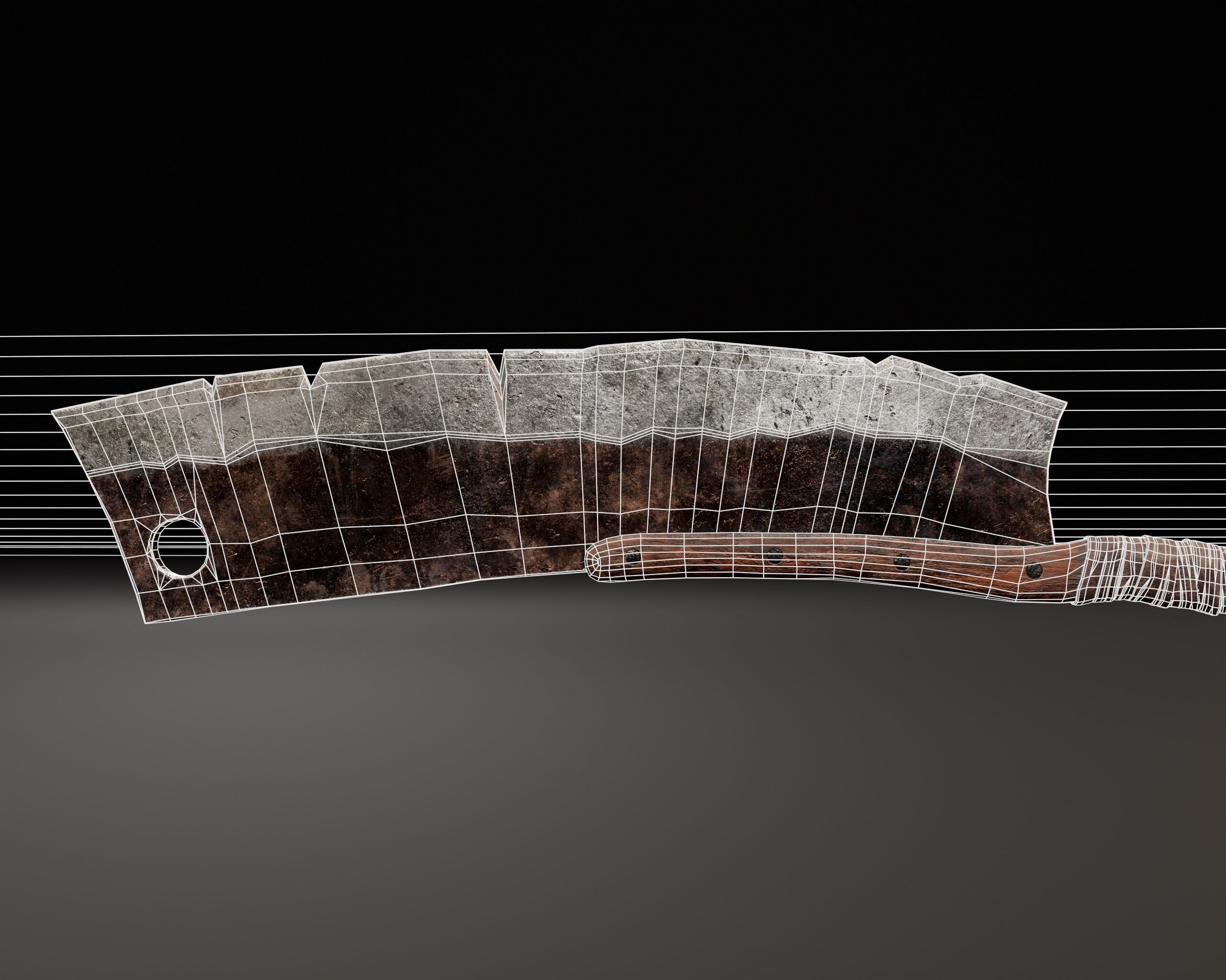 Double-End Cleaver Weapon Low-poly 3D model_8