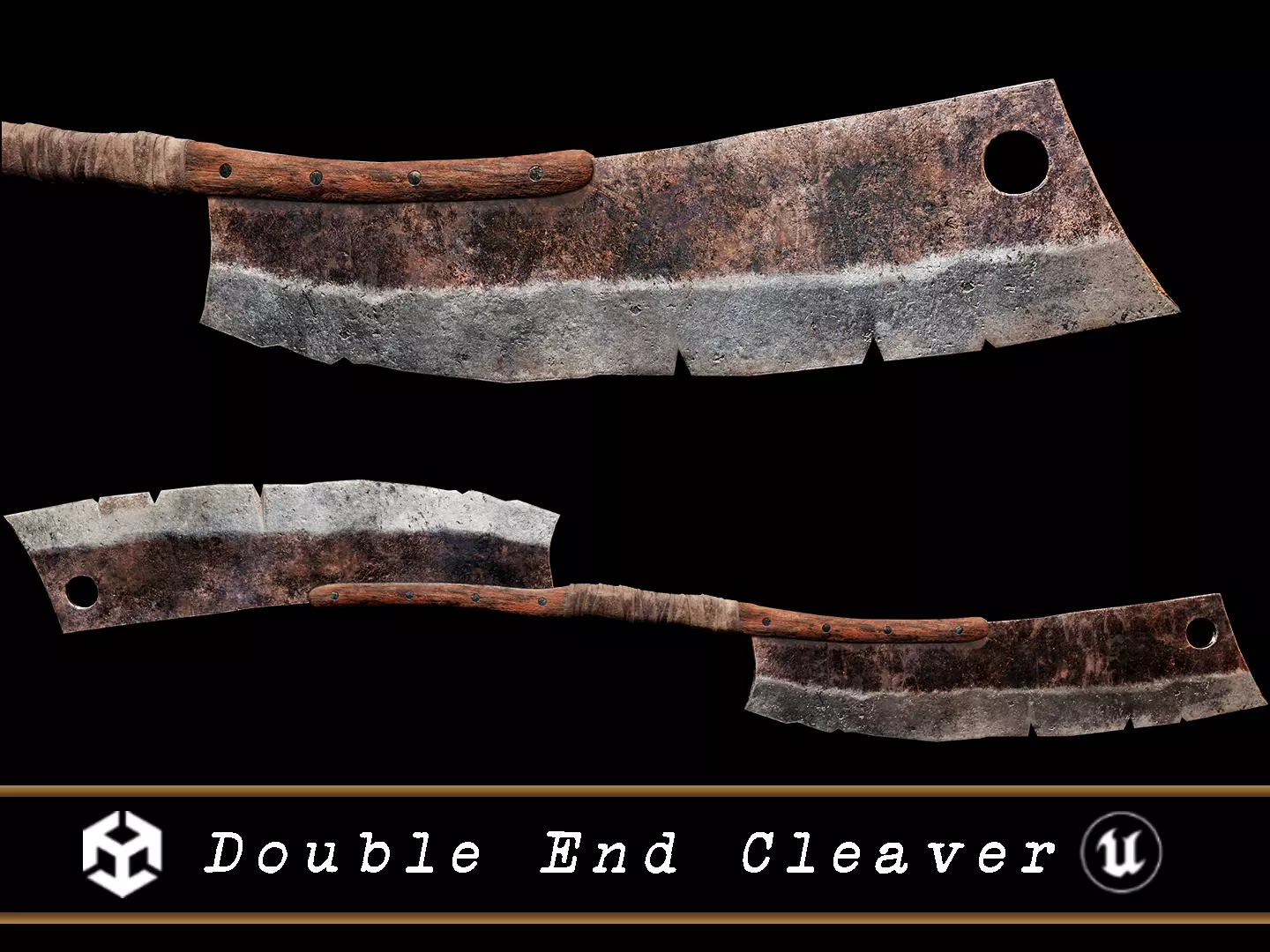 Double-End Cleaver Weapon Low-poly 3D model_0