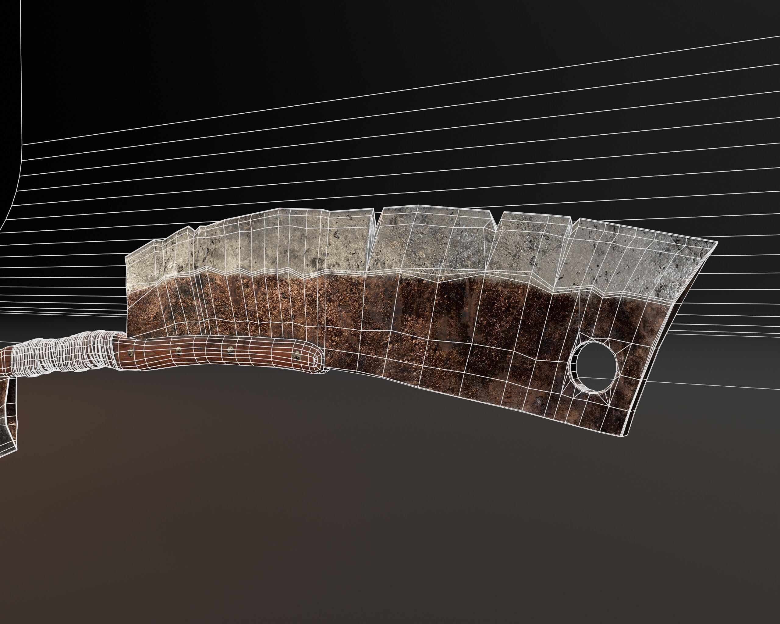 Double-End Cleaver Weapon Low-poly 3D model_12