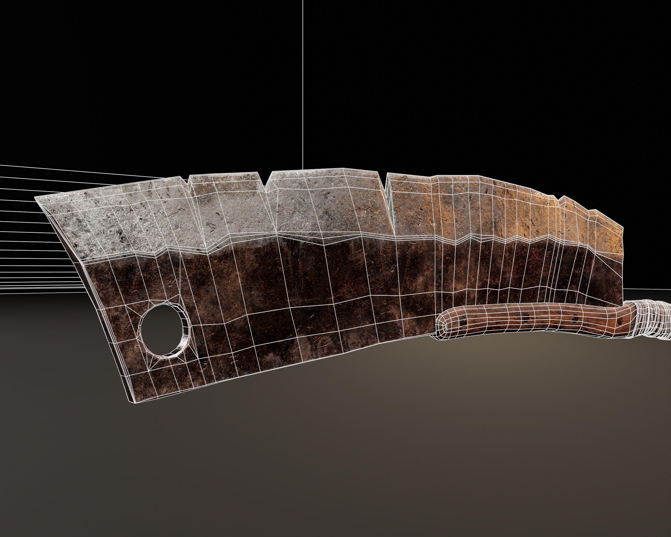 Double-End Cleaver Weapon Low-poly 3D model_10