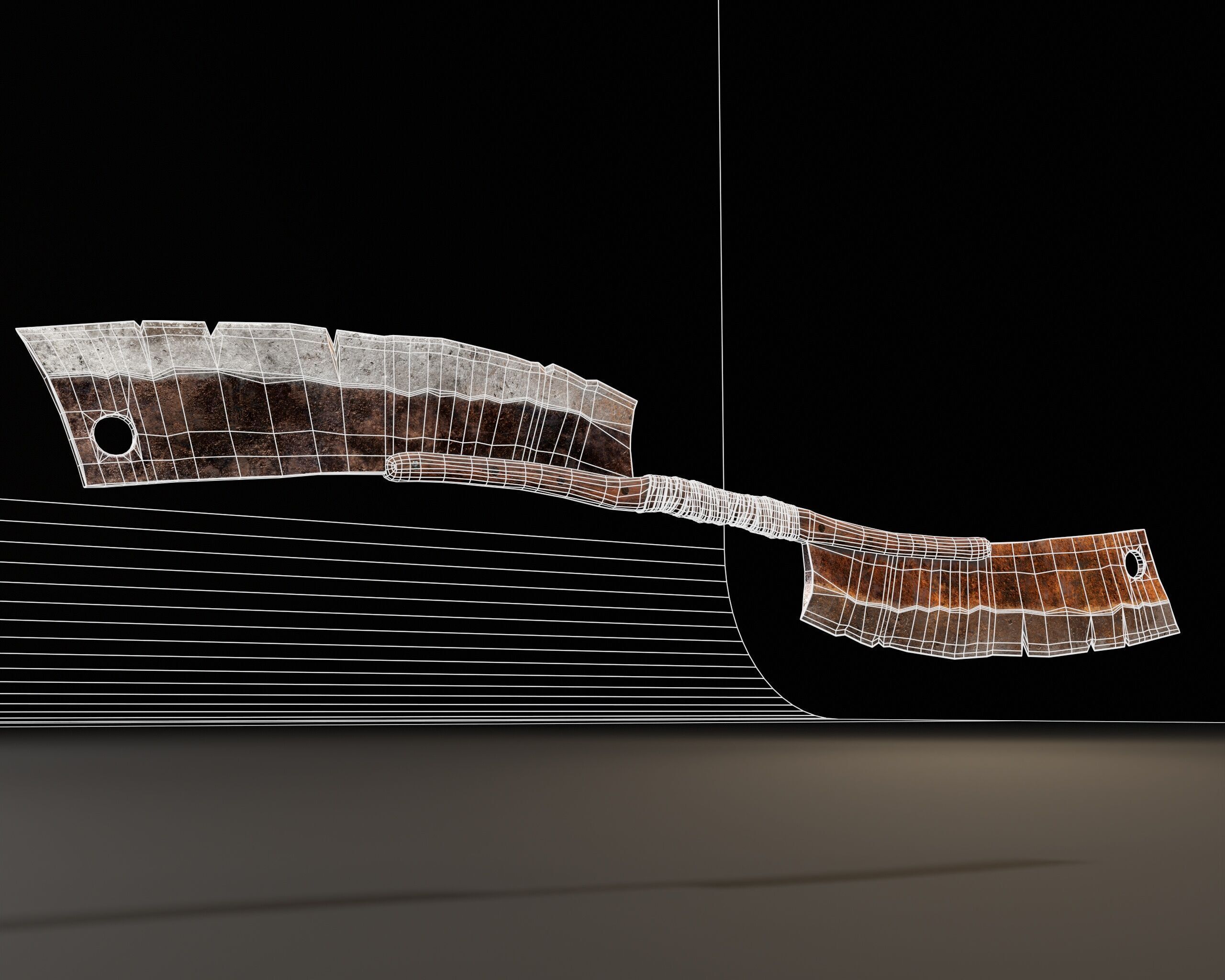 Double-End Cleaver Weapon Low-poly 3D model_6