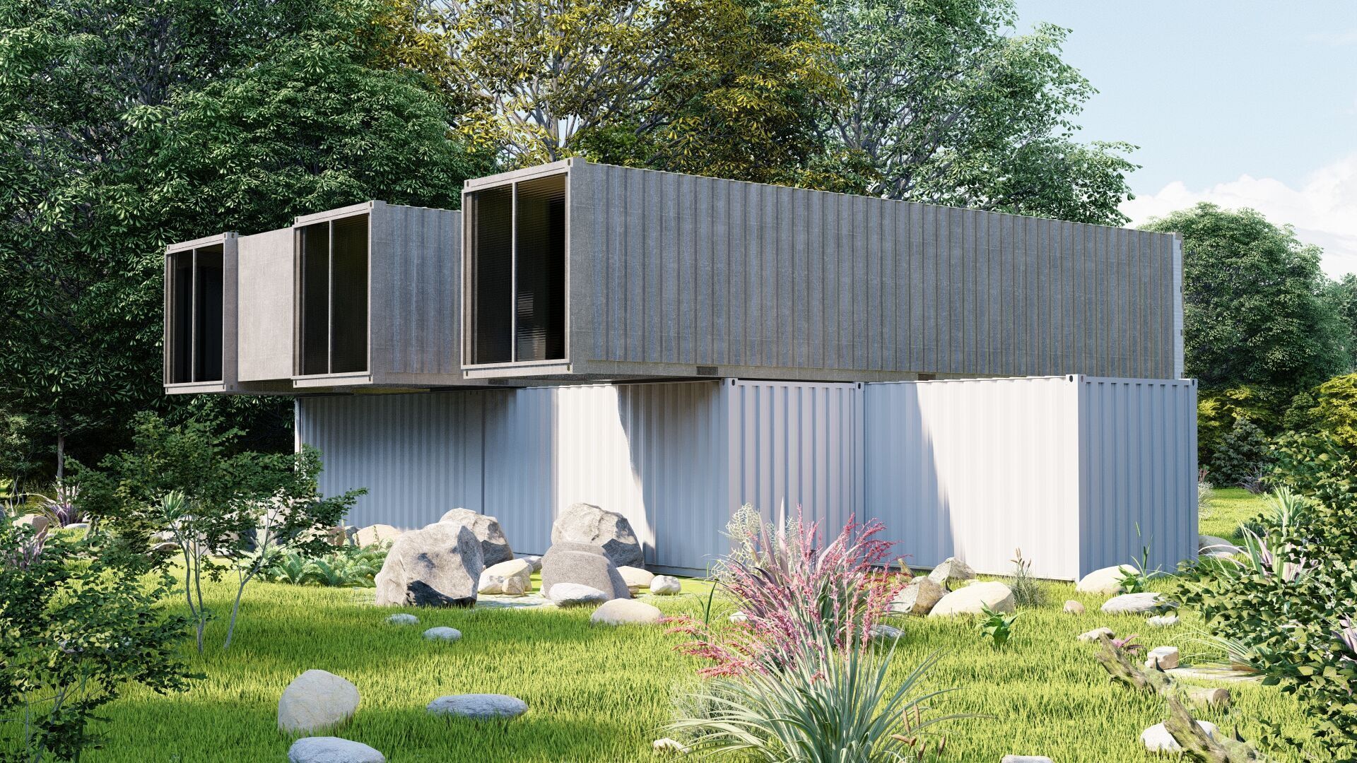 Temporary villa - villa condo - container building 3D model_12