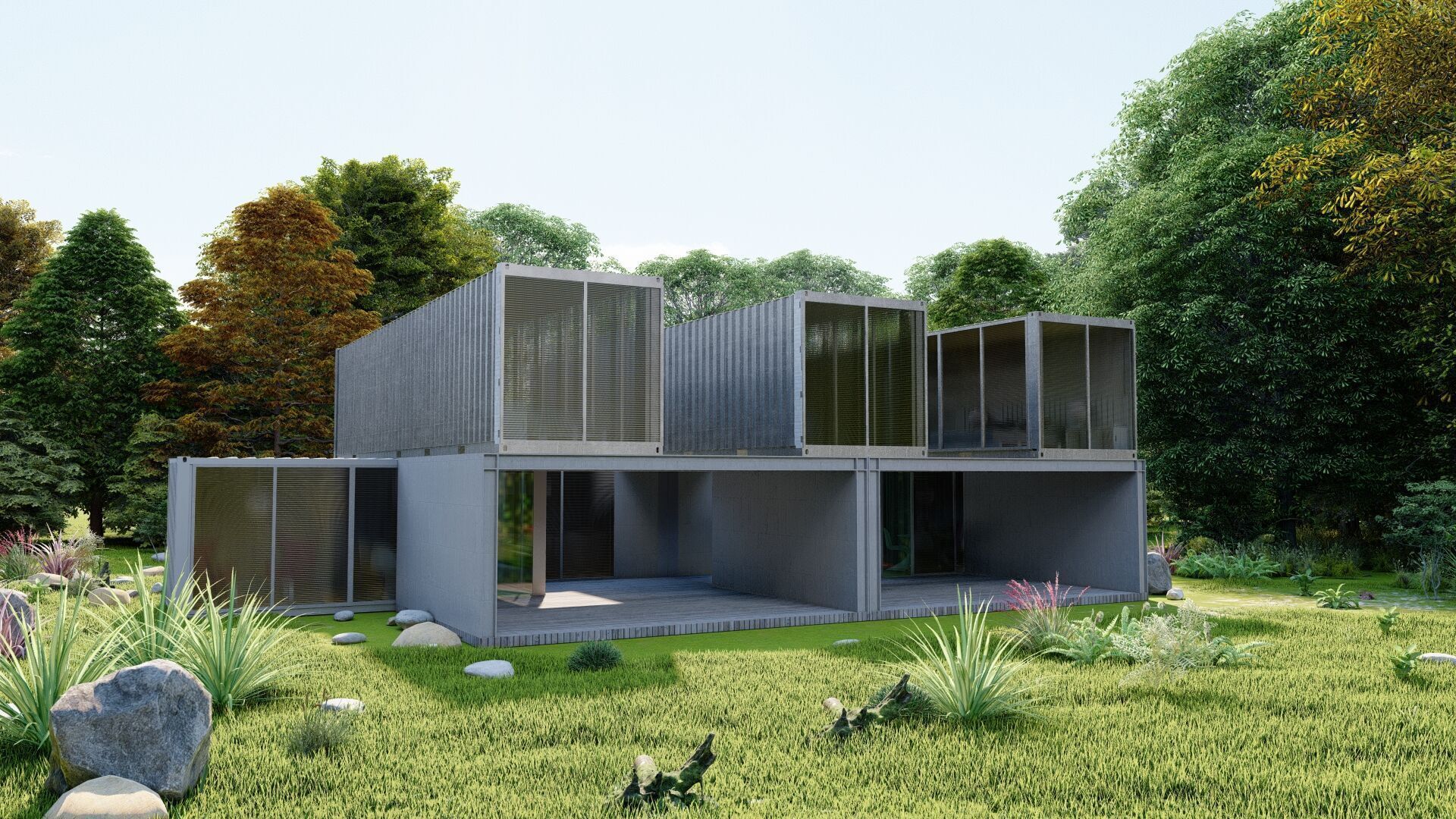 Temporary villa - villa condo - container building 3D model_19