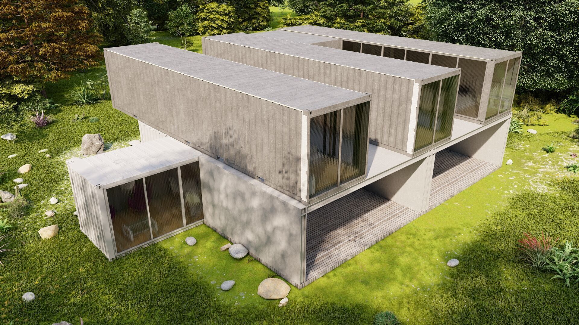 Temporary villa - villa condo - container building 3D model_14