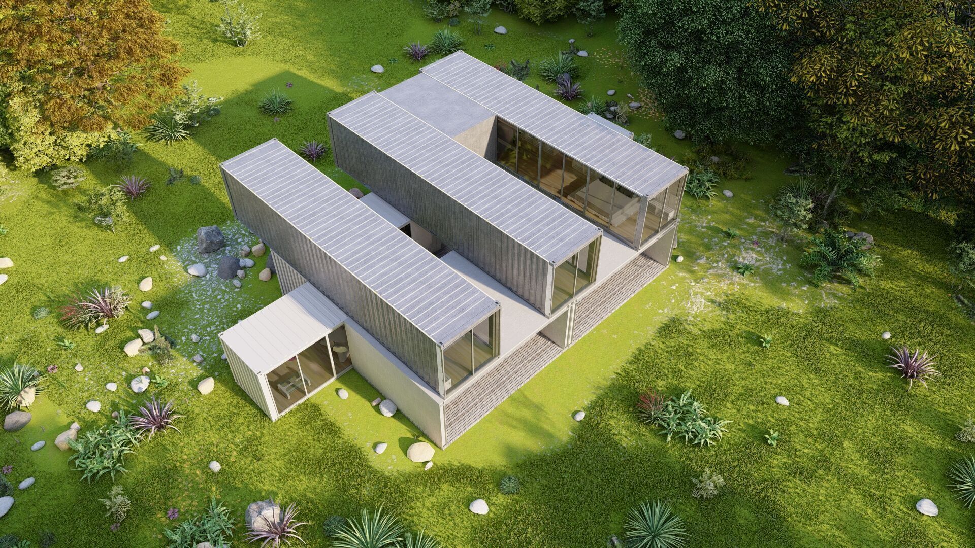 Temporary villa - villa condo - container building 3D model_17