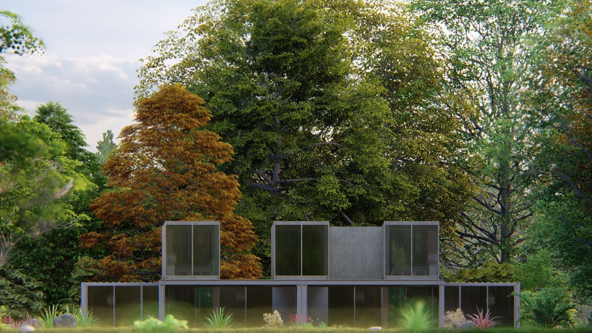 Temporary villa - villa condo - container building 3D model_18