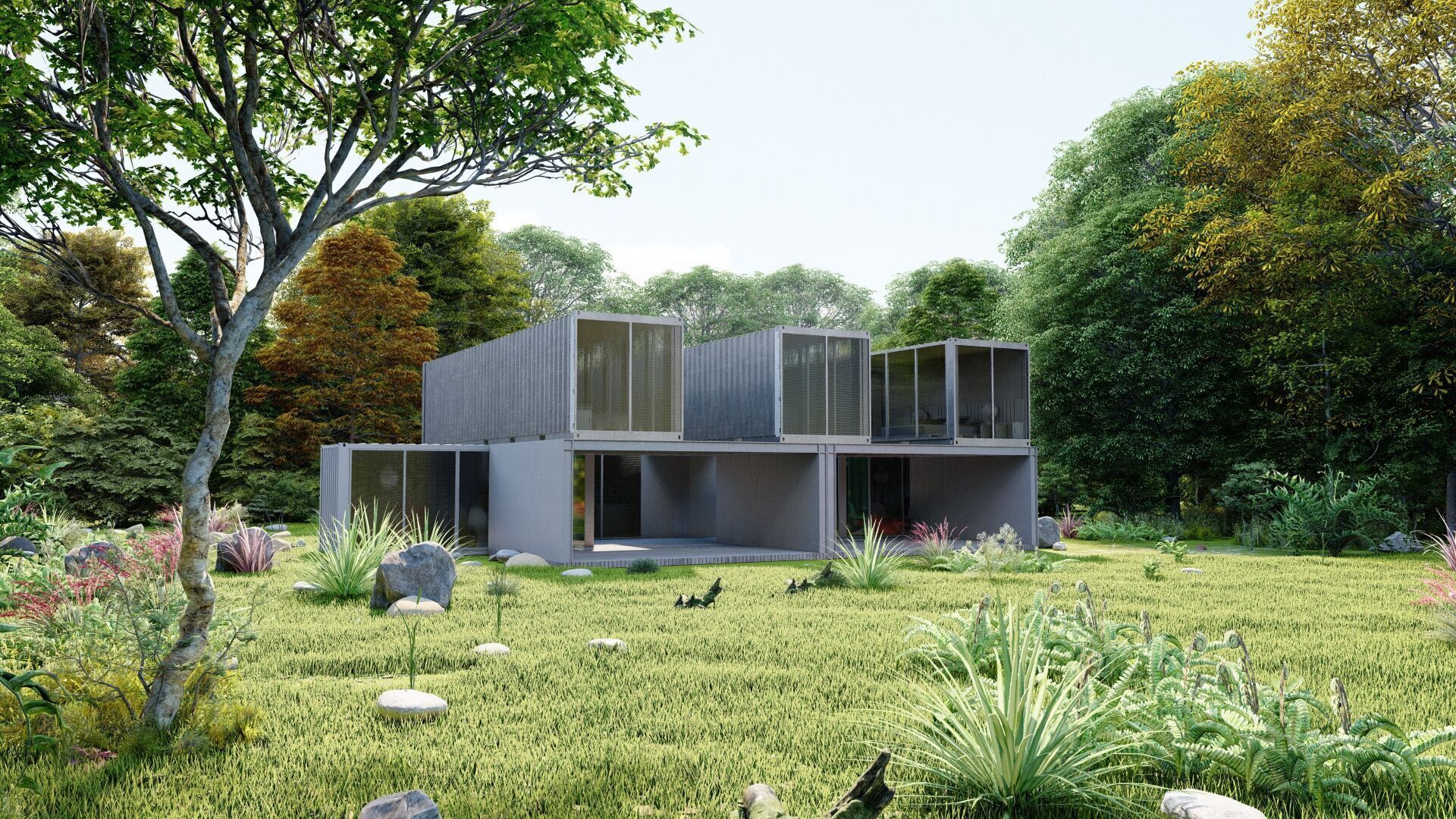 Temporary villa - villa condo - container building 3D model_10