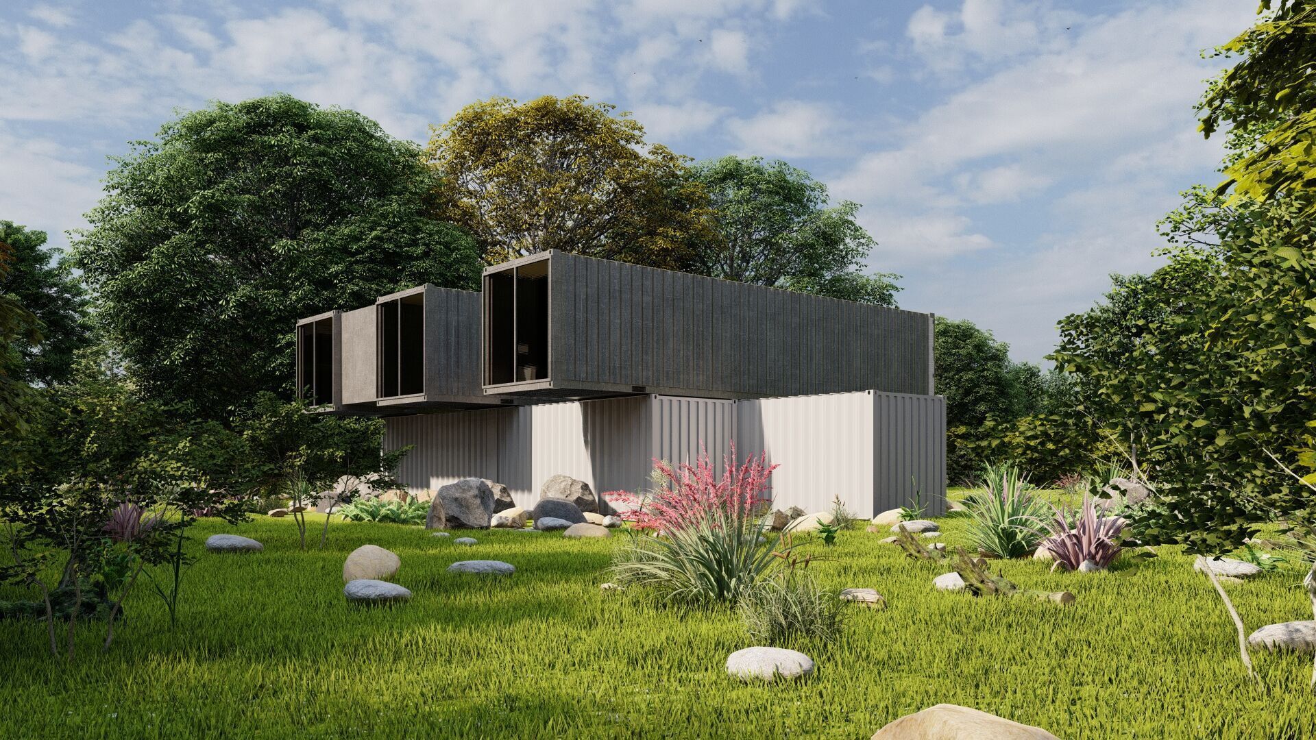 Temporary villa - villa condo - container building 3D model_4