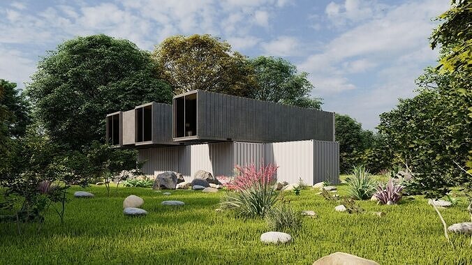 Temporary villa - villa condo - container building 3D model 5