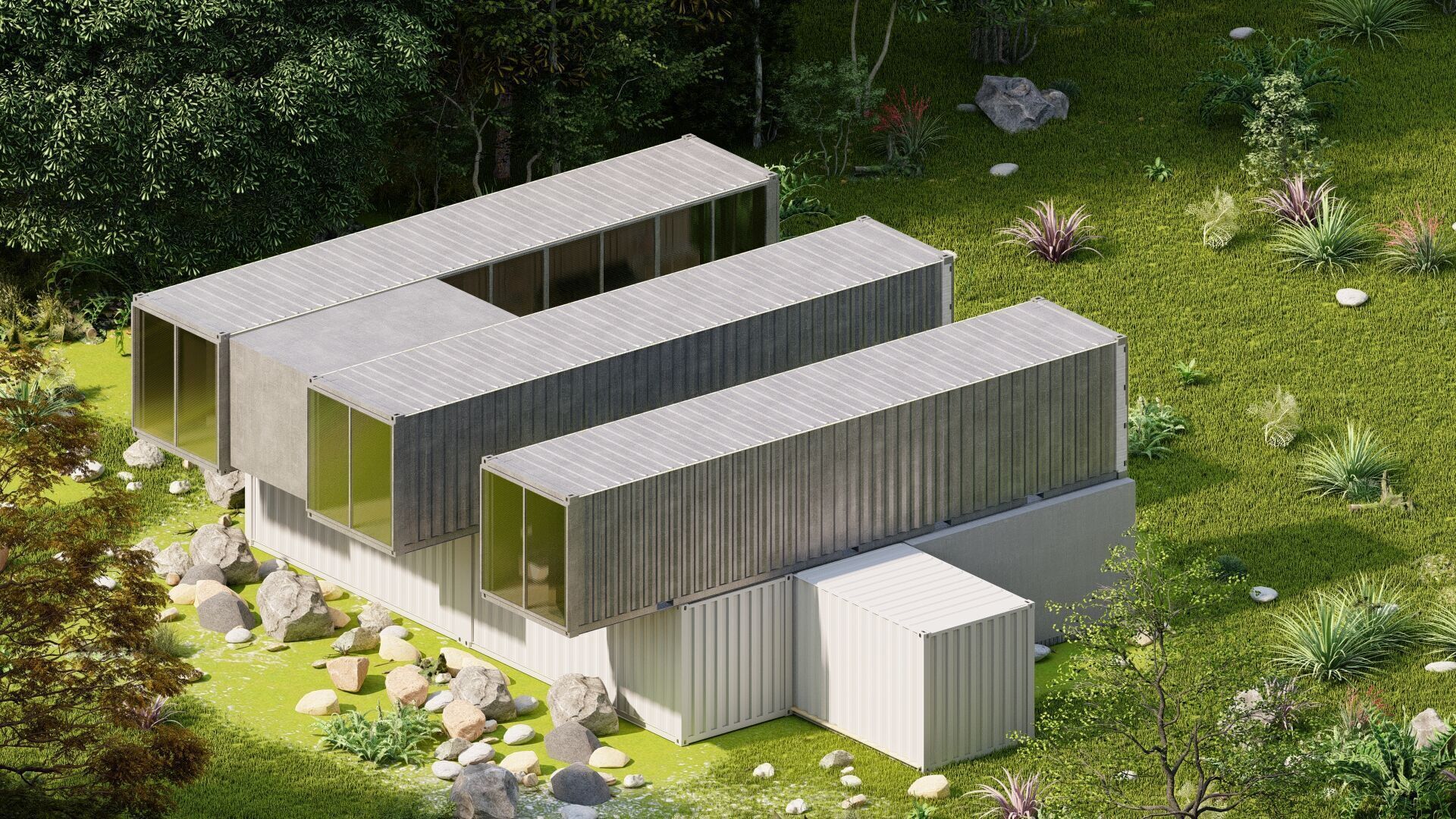 Temporary villa - villa condo - container building 3D model_13