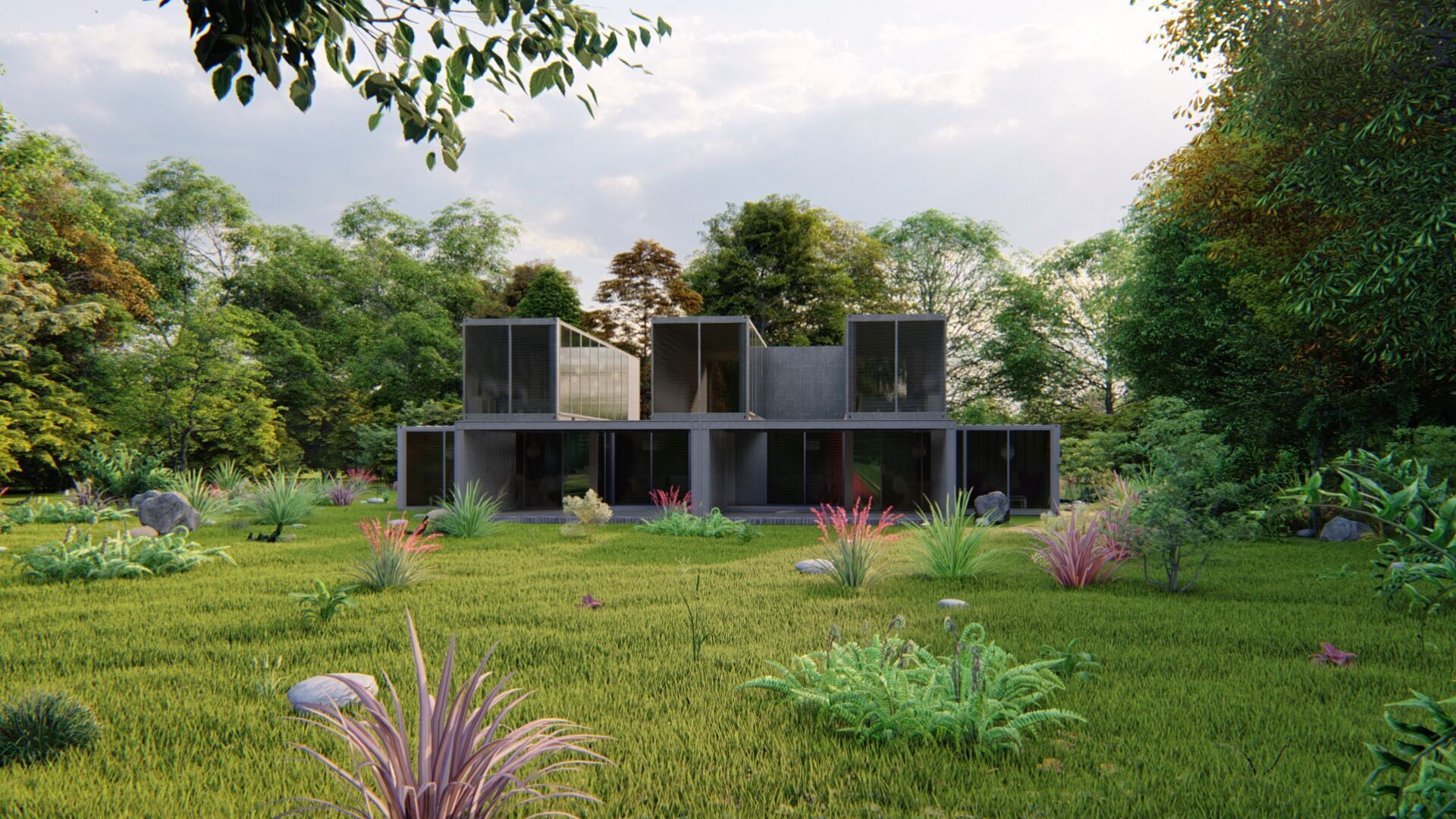 Temporary villa - villa condo - container building 3D model_9