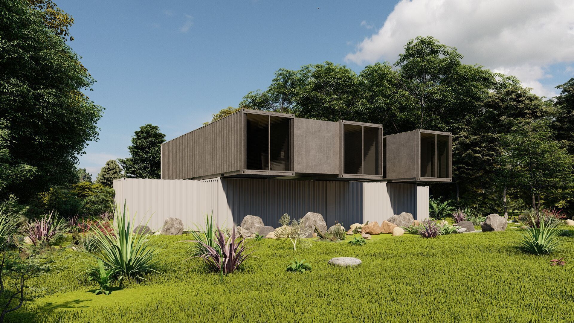 Temporary villa - villa condo - container building 3D model_3