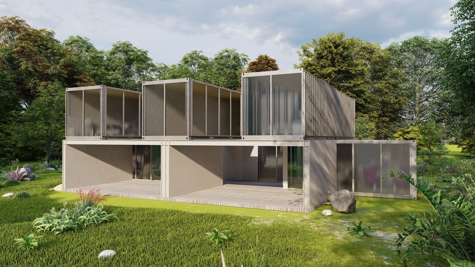 Temporary villa - villa condo - container building 3D model_7