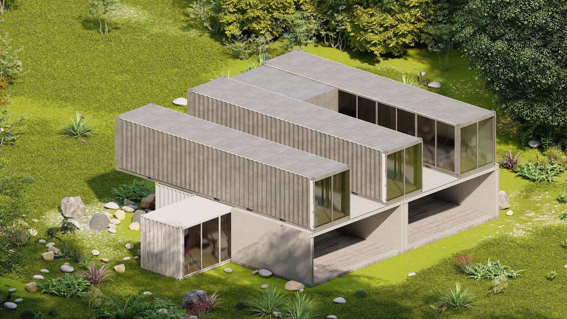 Temporary villa - villa condo - container building 3D model_8