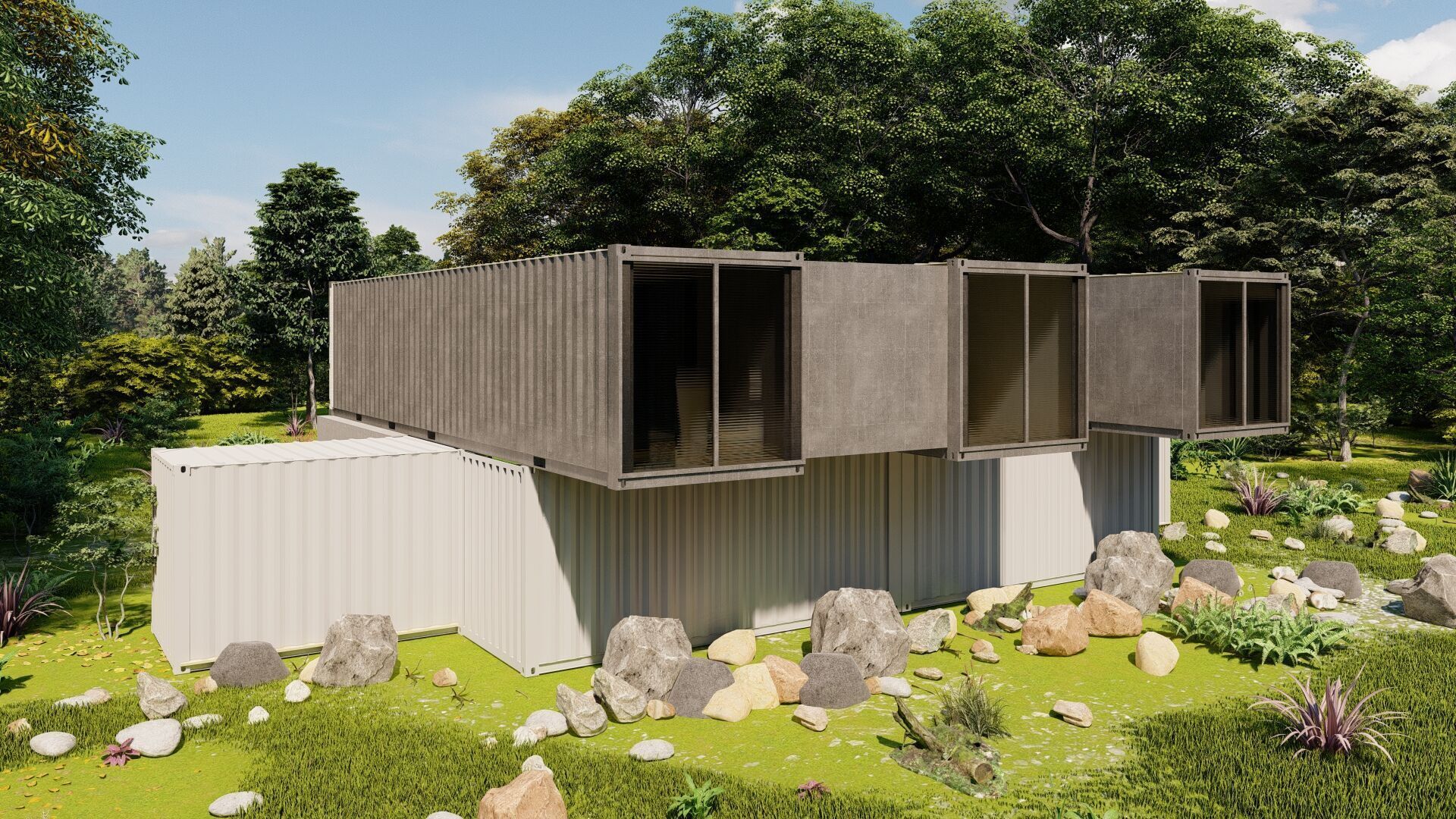 Temporary villa - villa condo - container building 3D model_11