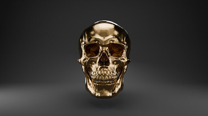 Human Skull - High Fidelity - Gold and Bone material included 3D model