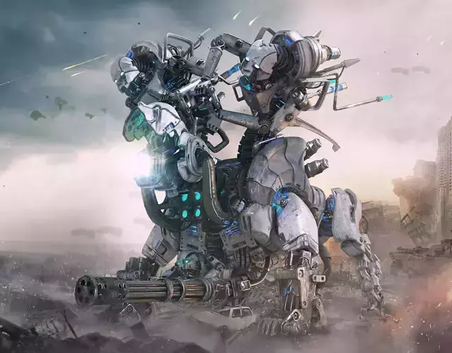 Horror Mech Monster- vray- lowpoly Low-poly 3D model