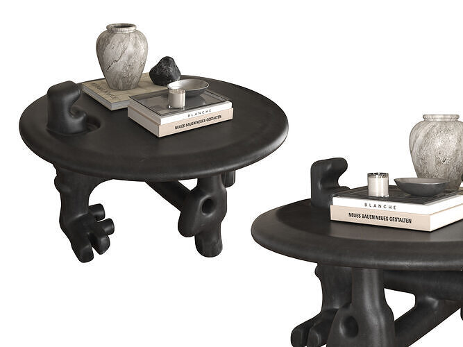 Modern Sculptural Coffee Table with Decorative Accessories 3D model