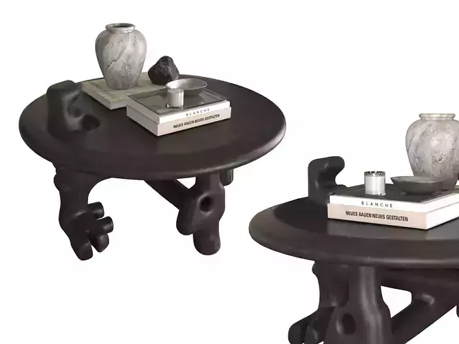 Modern Sculptural Coffee Table with Decorative Accessories