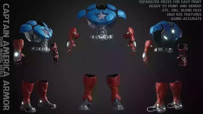 Marvel Rivals Captain America Armor for Cosplay 3D print model