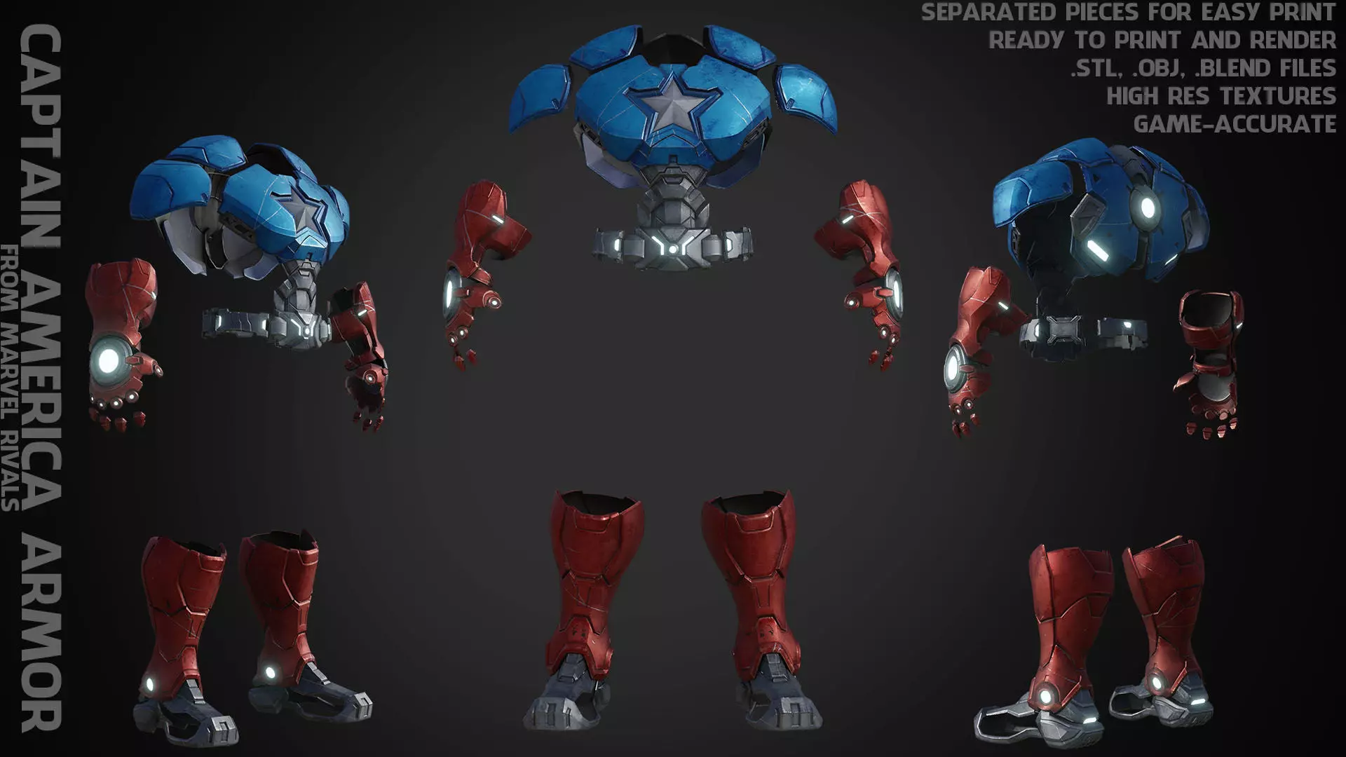 Marvel Rivals Captain America Armor for Cosplay 3D print model_0