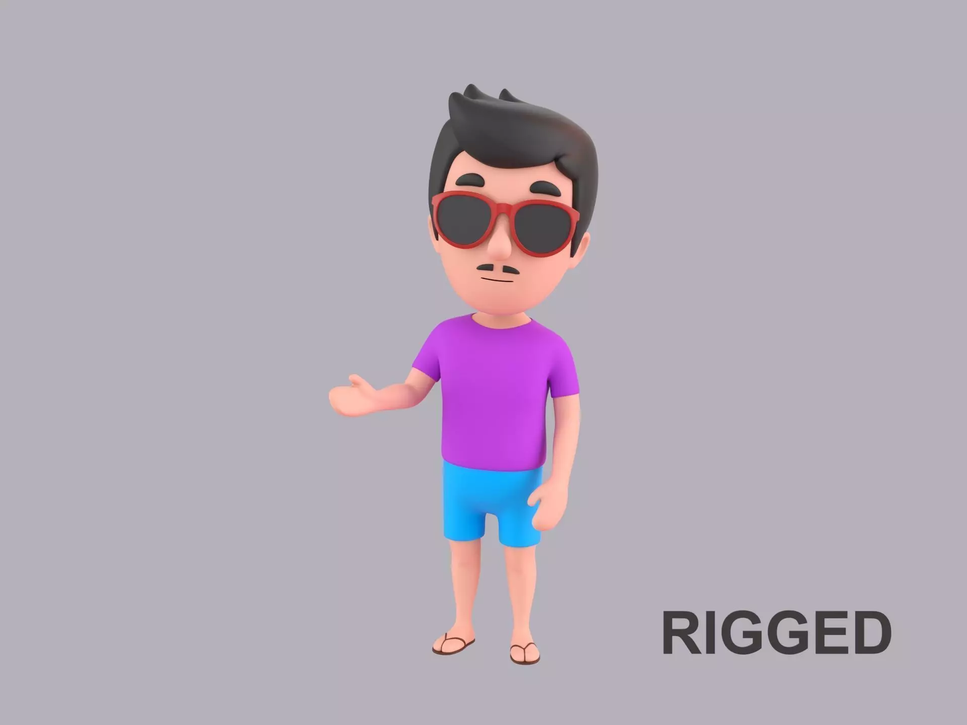 Cartoon Male Character Rigged 118 3D model_0