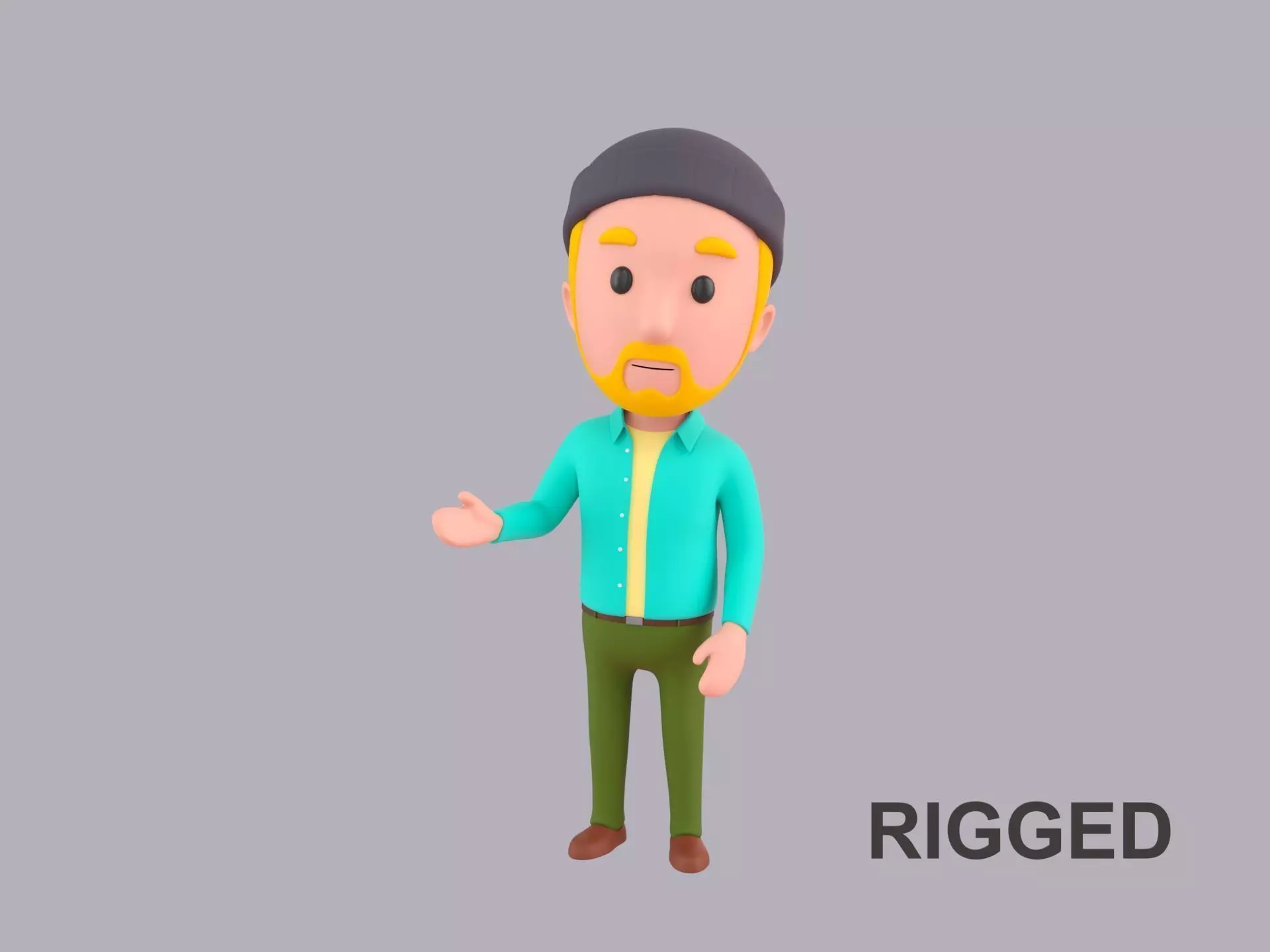 Cartoon Male Character Rigged 107 3D model_0