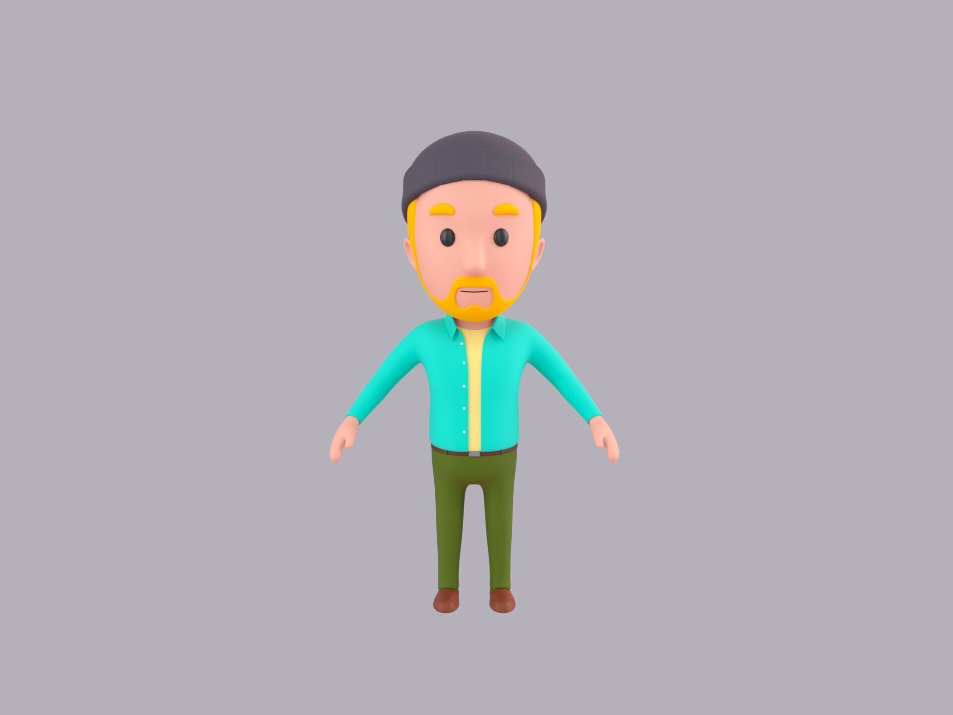 Cartoon Male Character Rigged 107 3D model_2