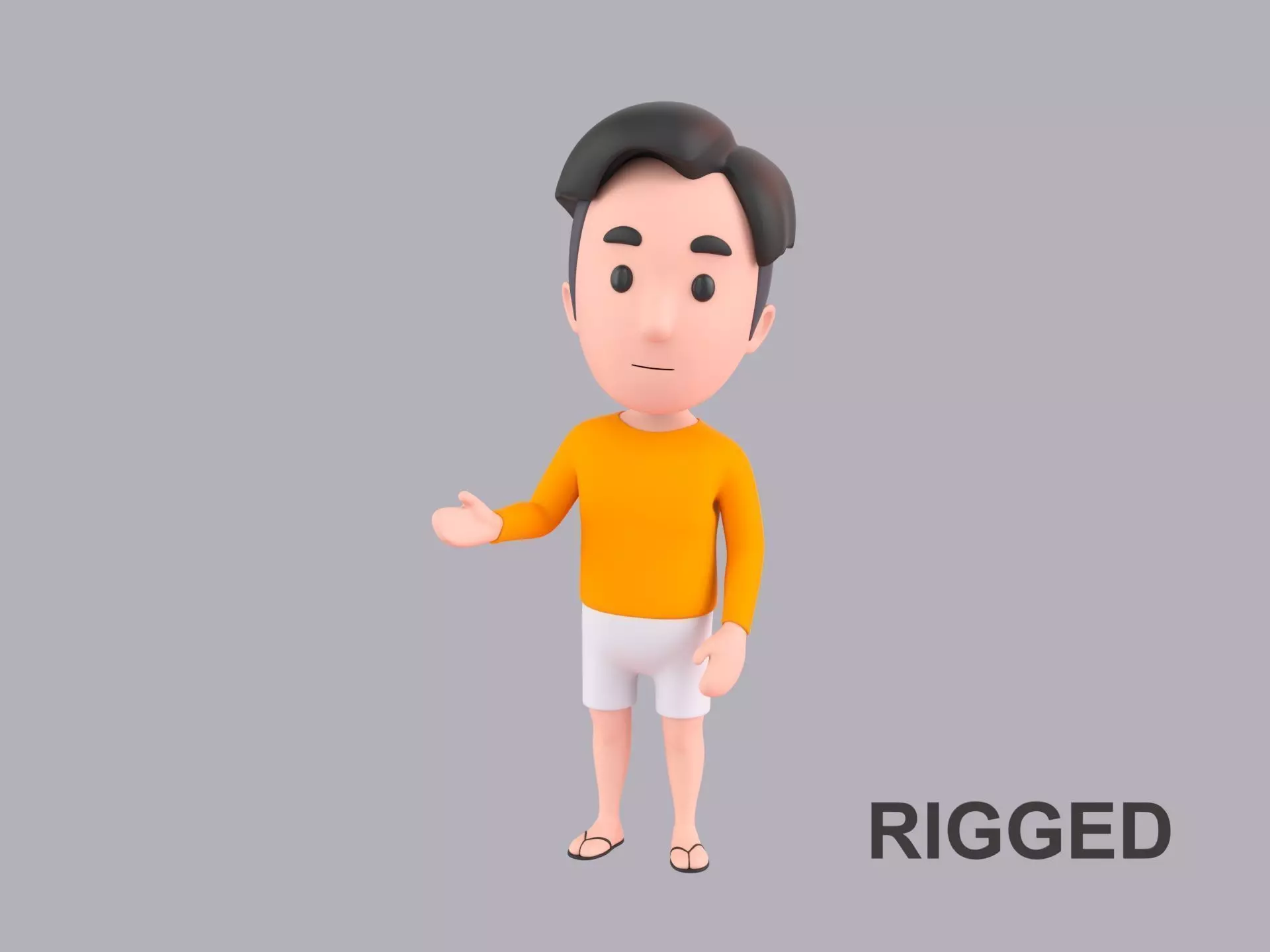 Cartoon Male Character Rigged 105 3D model_0