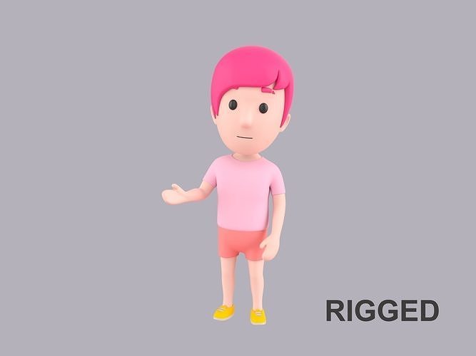 Cartoon Male Character Rigged 100 3D model