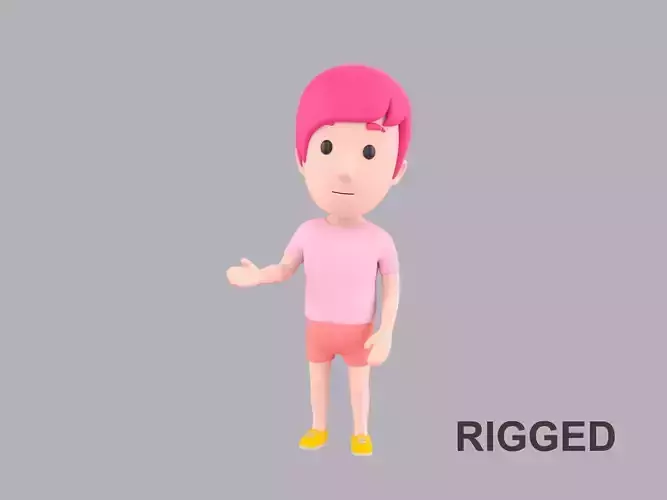 Cartoon Male Character Rigged 100